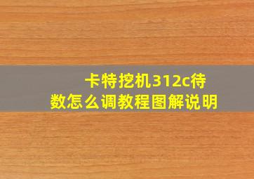 卡特挖机312c待数怎么调教程图解说明