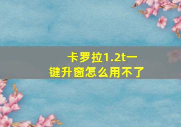 卡罗拉1.2t一键升窗怎么用不了