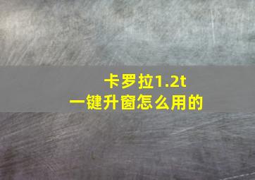 卡罗拉1.2t一键升窗怎么用的