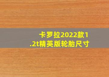 卡罗拉2022款1.2t精英版轮胎尺寸