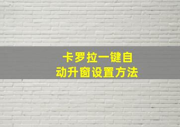 卡罗拉一键自动升窗设置方法