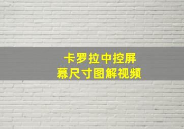 卡罗拉中控屏幕尺寸图解视频