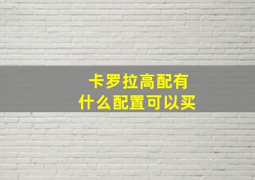 卡罗拉高配有什么配置可以买