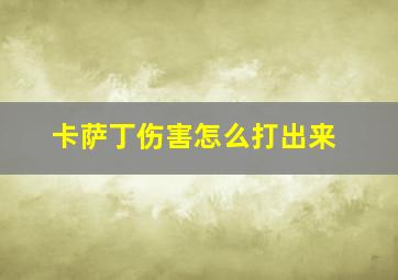 卡萨丁伤害怎么打出来