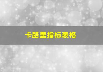 卡路里指标表格