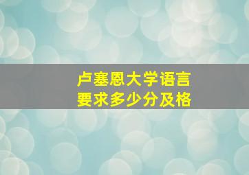 卢塞恩大学语言要求多少分及格