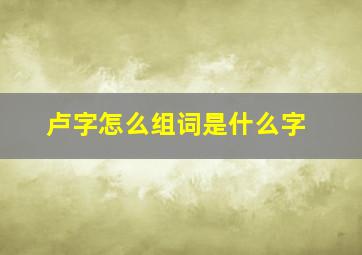 卢字怎么组词是什么字