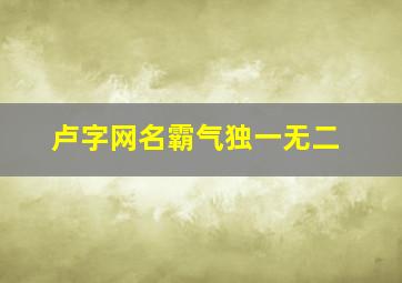 卢字网名霸气独一无二