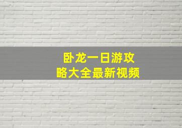 卧龙一日游攻略大全最新视频