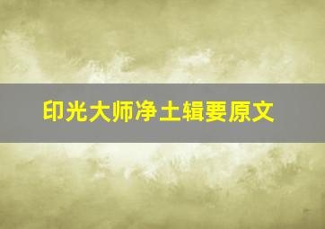 印光大师净土辑要原文