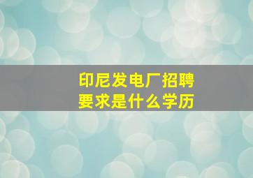 印尼发电厂招聘要求是什么学历