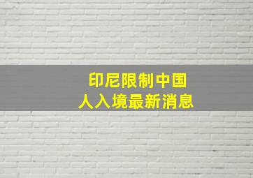 印尼限制中国人入境最新消息