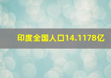 印度全国人口14.1178亿