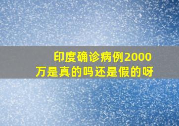 印度确诊病例2000万是真的吗还是假的呀