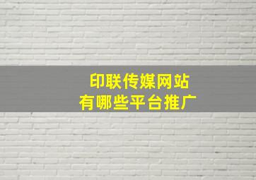 印联传媒网站有哪些平台推广