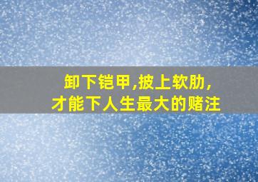 卸下铠甲,披上软肋,才能下人生最大的赌注