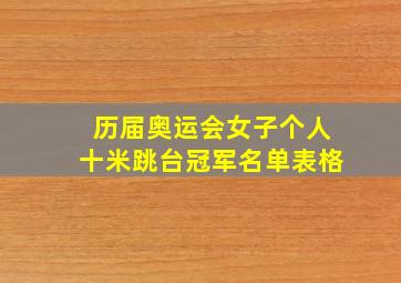 历届奥运会女子个人十米跳台冠军名单表格