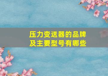 压力变送器的品牌及主要型号有哪些