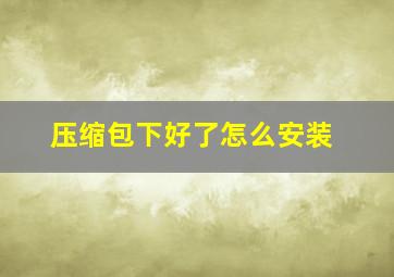 压缩包下好了怎么安装