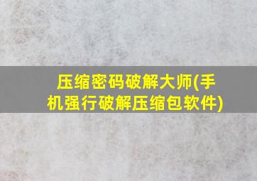 压缩密码破解大师(手机强行破解压缩包软件)