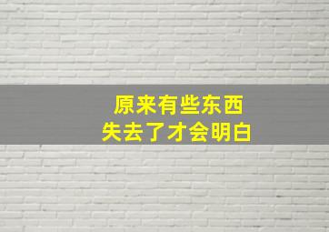 原来有些东西失去了才会明白