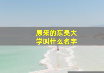 原来的东吴大学叫什么名字