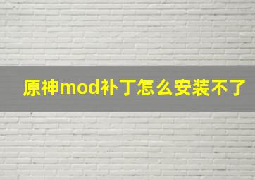 原神mod补丁怎么安装不了