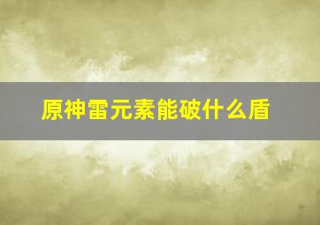 原神雷元素能破什么盾