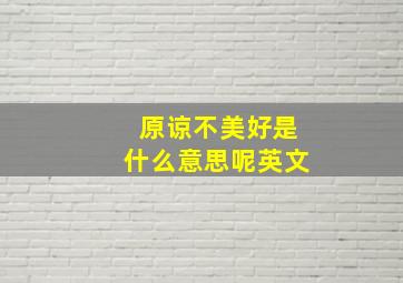 原谅不美好是什么意思呢英文