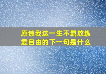 原谅我这一生不羁放纵爱自由的下一句是什么