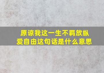 原谅我这一生不羁放纵爱自由这句话是什么意思