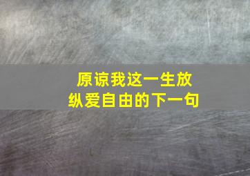 原谅我这一生放纵爱自由的下一句