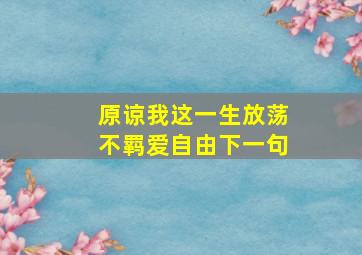 原谅我这一生放荡不羁爱自由下一句