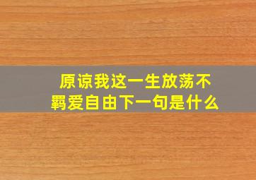 原谅我这一生放荡不羁爱自由下一句是什么