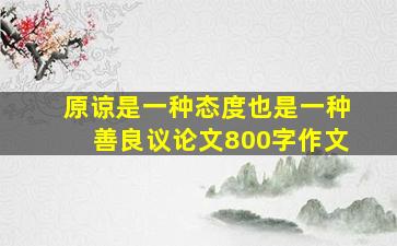 原谅是一种态度也是一种善良议论文800字作文