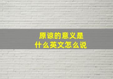 原谅的意义是什么英文怎么说