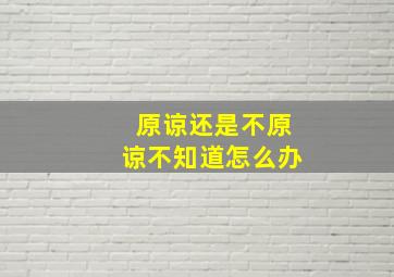 原谅还是不原谅不知道怎么办