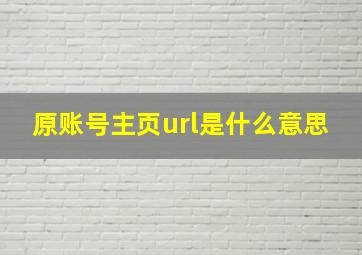 原账号主页url是什么意思