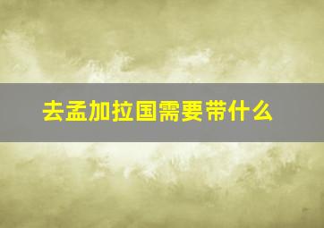 去孟加拉国需要带什么