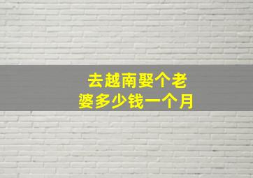 去越南娶个老婆多少钱一个月