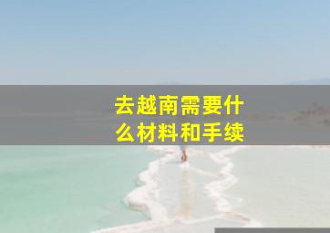 去越南需要什么材料和手续