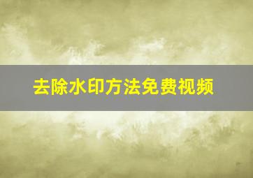 去除水印方法免费视频