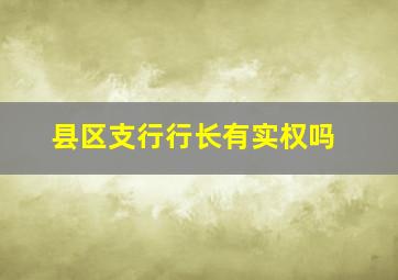 县区支行行长有实权吗