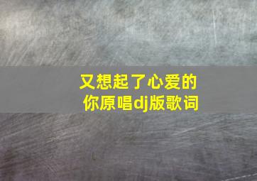 又想起了心爱的你原唱dj版歌词