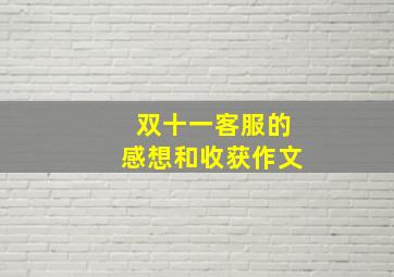 双十一客服的感想和收获作文