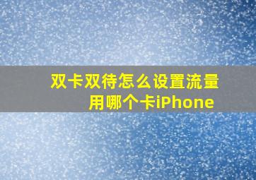 双卡双待怎么设置流量用哪个卡iPhone