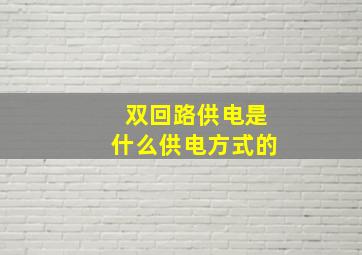 双回路供电是什么供电方式的