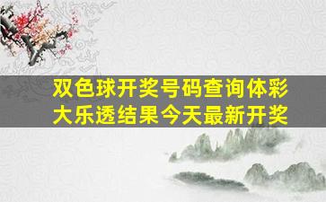 双色球开奖号码查询体彩大乐透结果今天最新开奖