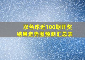 双色球近100期开奖结果走势图预测汇总表