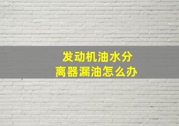 发动机油水分离器漏油怎么办